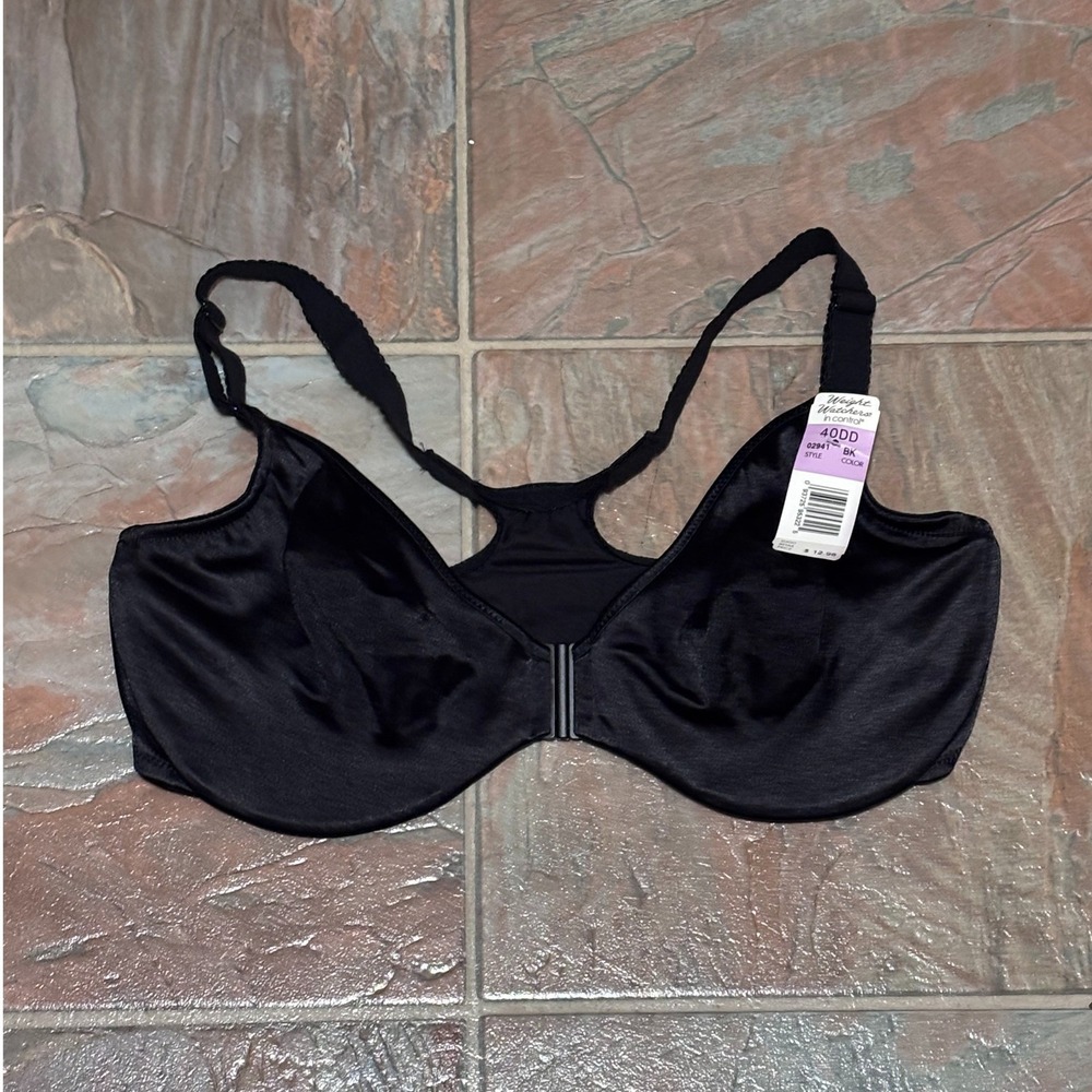 Weight Watchers In Control Front Close Racerback Bra Black 40DD 02941 NWT
